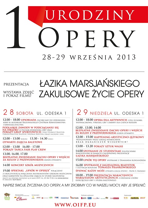 Zapraszamy na 1. urodziny Opery i Filharmonii Podlaskiej